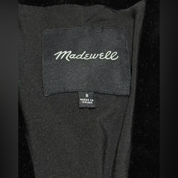 Madewell Black Cotton Blend Velvet Button Blazer Jacket Size 8 - Picture 3 of 5